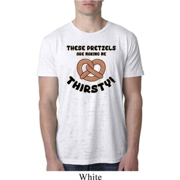 Mens Funny Shirt Thirsty Pretzels Burnout Tee T-Shirt