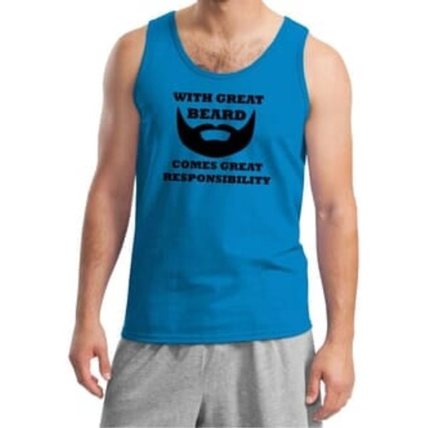 Mens Funny Tanktop Great Beard Great Responsibility Tank Top