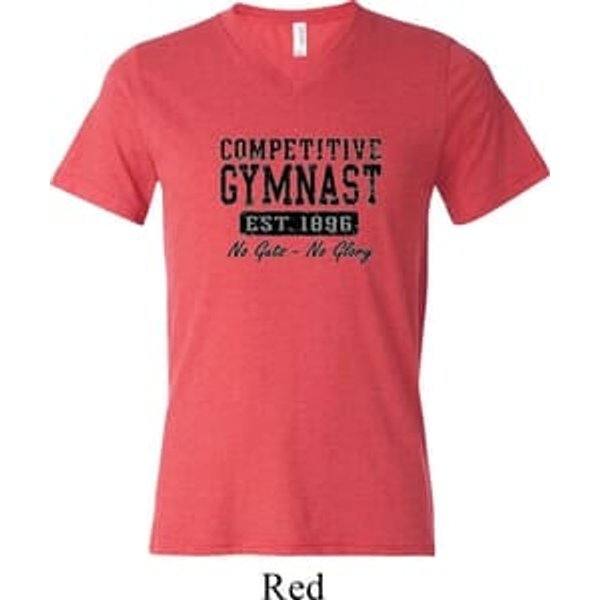 Mens Gymnastics Shirt Competitive Gymnast Tri Blend V-neck Tee T-Shirt