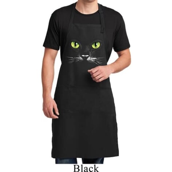 Mens Halloween Apron Black Cat Full Length Apron with Pockets