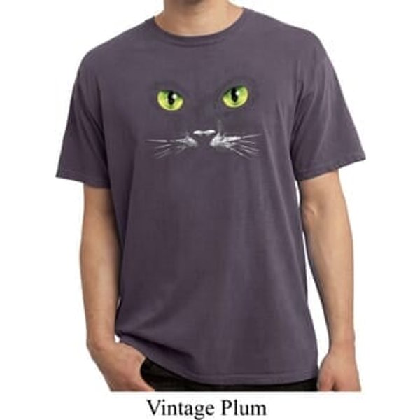 Mens Halloween Shirt Black Cat Pigment Dyed Tee T-Shirt