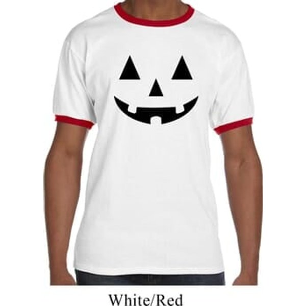 Mens Halloween Shirt Black Jack O Lantern Ringer Tee T-Shirt