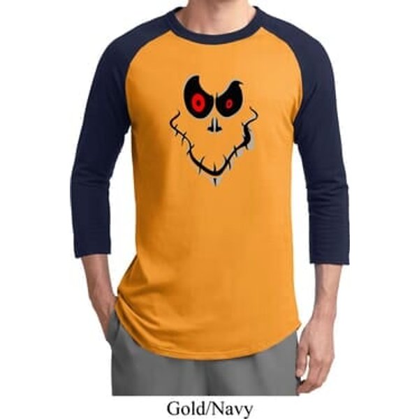 Mens Halloween Shirt Ghost Face Raglan Tee T-Shirt