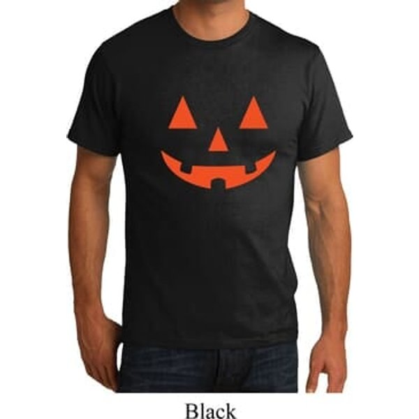 Mens Halloween Shirt Orange Jack O Lantern Organic Tee T-Shirt
