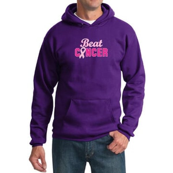 Mens Hoodie Breast Cancer Awareness Beat Cancer Hoody