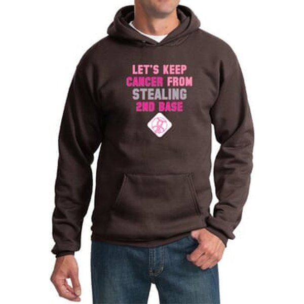 Mens Hoodie Breast Cancer Awareness Second 2nd Base Hoody