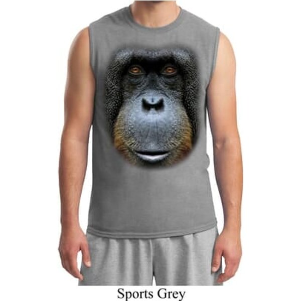 Mens Orangutan Shirt Big Orangutan Face Muscle Tee T-Shirt