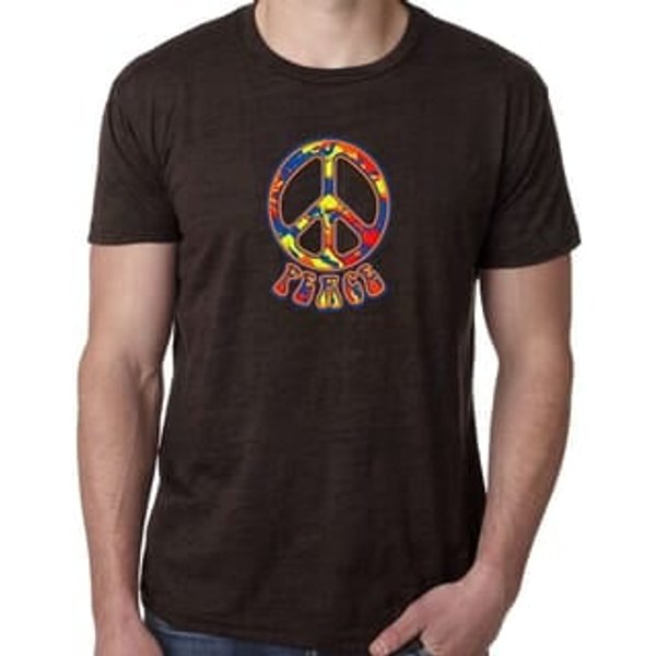 Mens Peace Shirt Funky Peace Burnout Tee T-Shirt