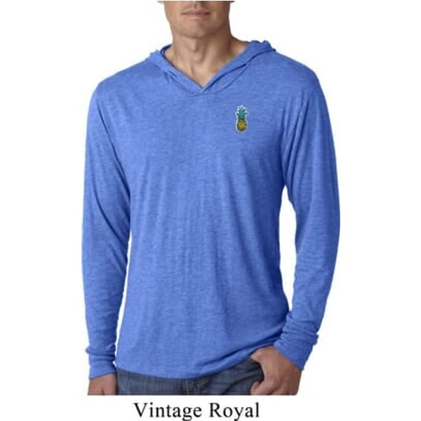 Mens Pineapple Patch Pocket Print Lightweight Hooded Tee