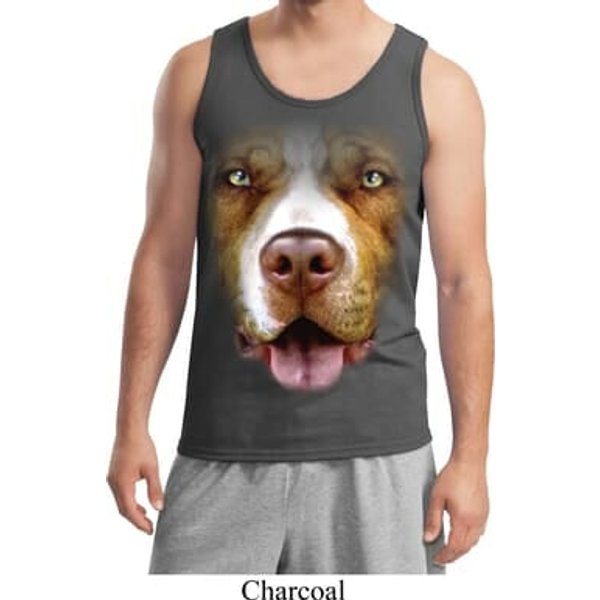 Mens Pit Bull Tanktop Big Pit Bull Face Tank Top