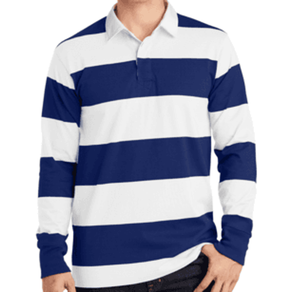 Mens Sport Tek ST301 Long Sleeve Rugby Polo Shirt