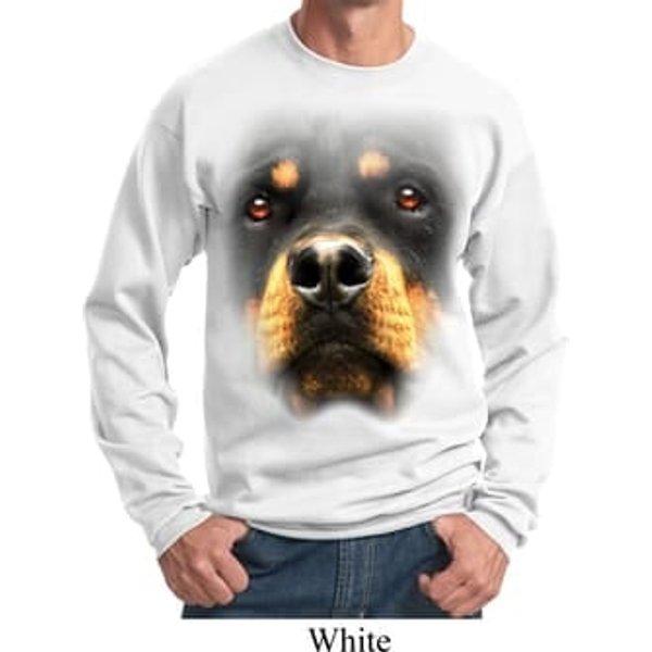 Mens Rottweiler Sweatshirt Big Rottweiler Face Sweat Shirt