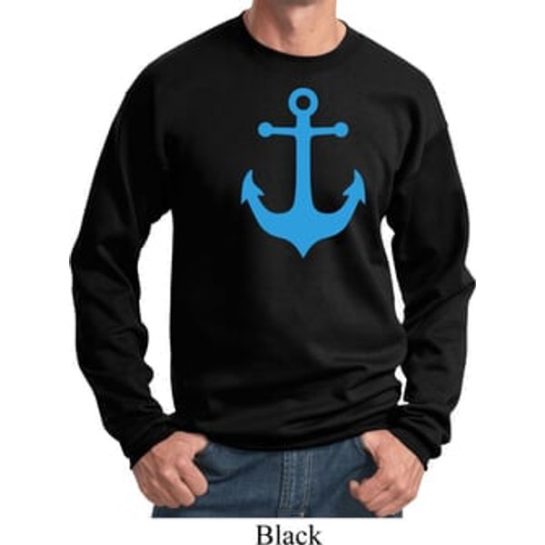 Mens Sailing Sweatshirt Blue Anchor Sweat Shirt