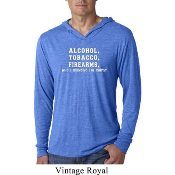 Mens Shirt Alcohol Tobacco Firearms ATF Lightweight Hoodie Tee T-Shirt