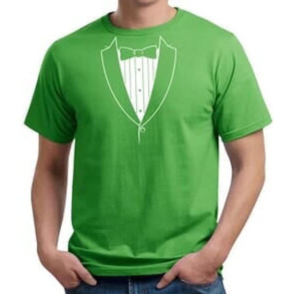 Mens Shirt Basic White Tuxedo Organic Tee T-Shirt