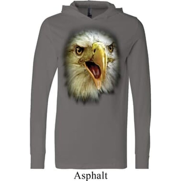 Mens Shirt Big Eagle Face Lightweight Hoodie Tee