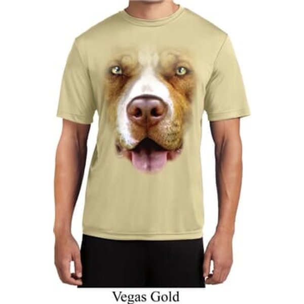 Mens Shirt Big Pit Bull Face Moisture Wicking Tee T-Shirt