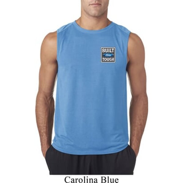 Mens Shirt Built Ford Tough Crest Pocket Print Sleeveless Tee T-Shirt