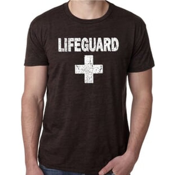 Mens Shirt Distressed Lifeguard Burnout Tee T-Shirt
