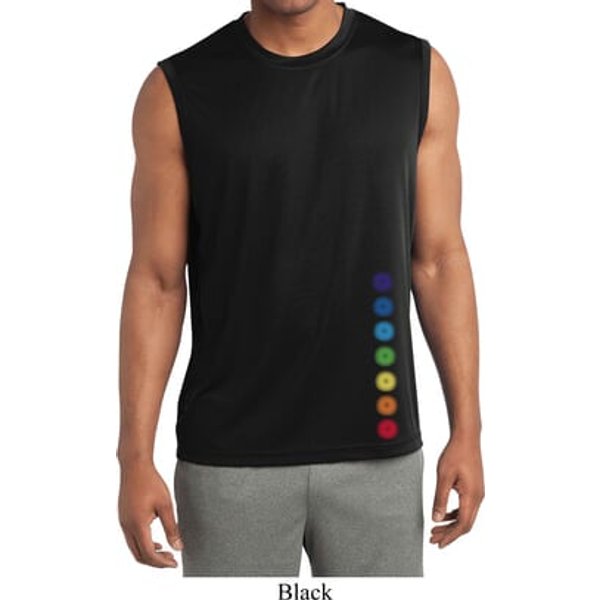Mens Shirt Glowing Chakras Bottom Print Sleeveless Moisture Wicking
