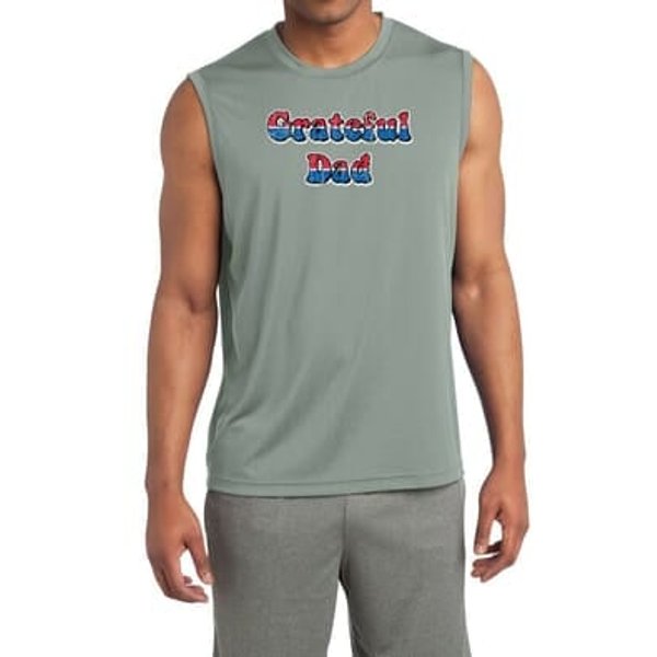 Mens Shirt Grateful American Dad Sleeveless Moisture Wicking Tee