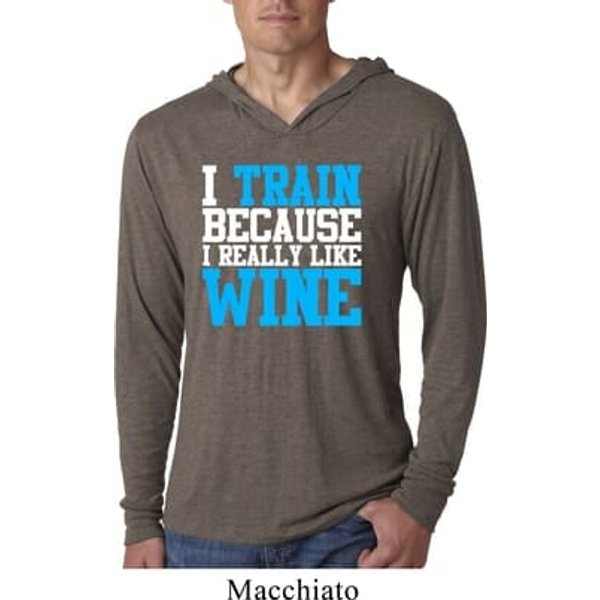 Mens Shirt I Train For Wine Lightweight Hoodie Tee T-Shirt