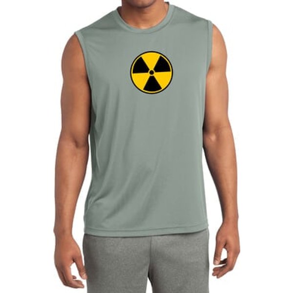 Mens Shirt Radiation Symbol Sleeveless Moisture Wicking Tee T-Shirt