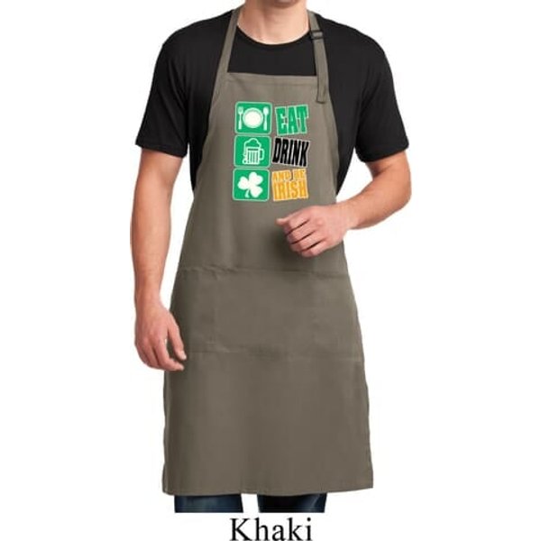 Mens St Patricks Day Eat Drink Be Irish Full Length Apron