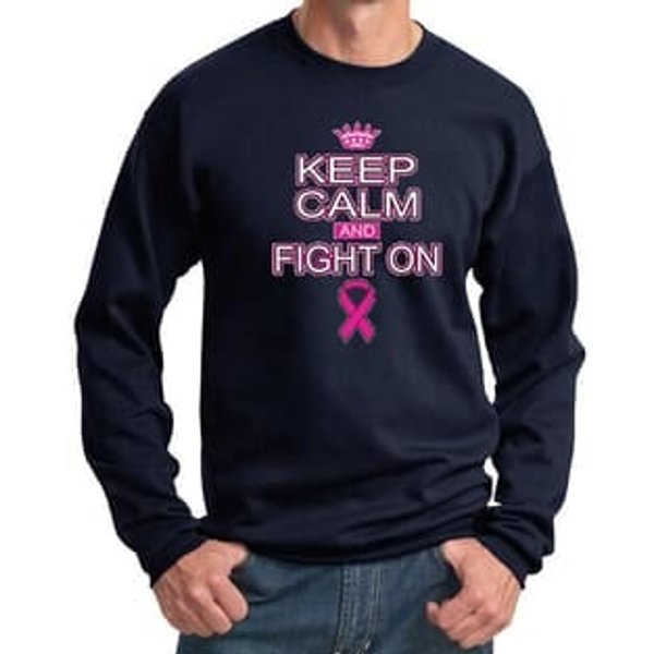 Mens Sweatshirt Breast Cancer Awareness Keep Calm Sweat Shirt