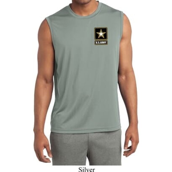 Mens US Army Pocket Print Dry Wicking Sleeveless Shirt