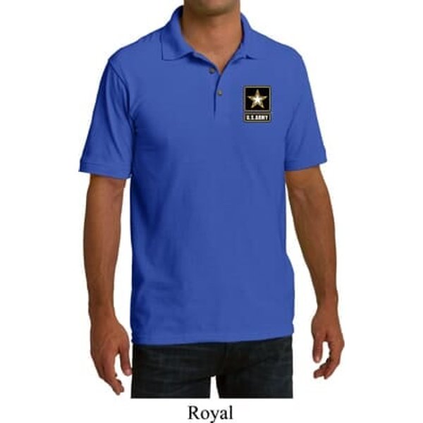Mens US Army Pocket Print Pique Polo