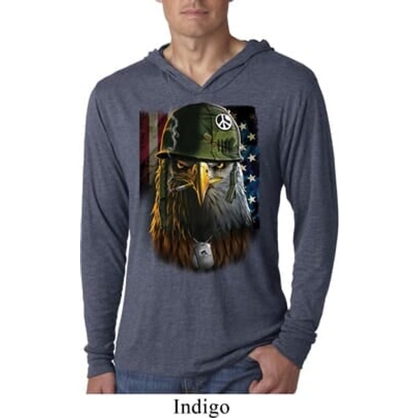 Mens USA Tee American Eagle Lightweight Hoodie Tee