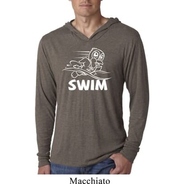 Mens White Penguin Power Swim Lightweight Hoodie Tee