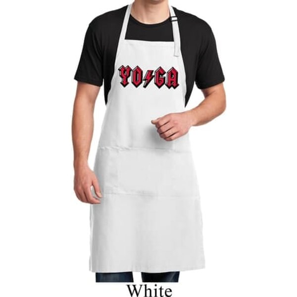 Mens Yoga Apron Classic Rock Yoga Full Length Apron with Pockets