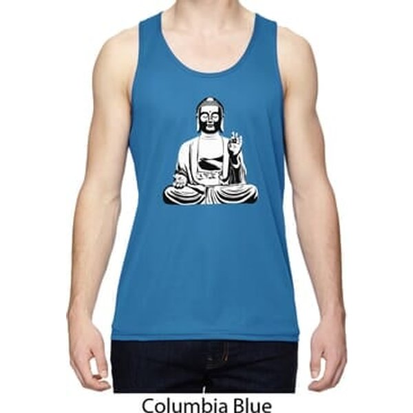 Mens Yoga At Peace Buddha Dry Wicking Tank Top