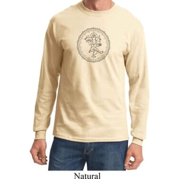 Mens Yoga Circle Ganesha Black Print Long Sleeve