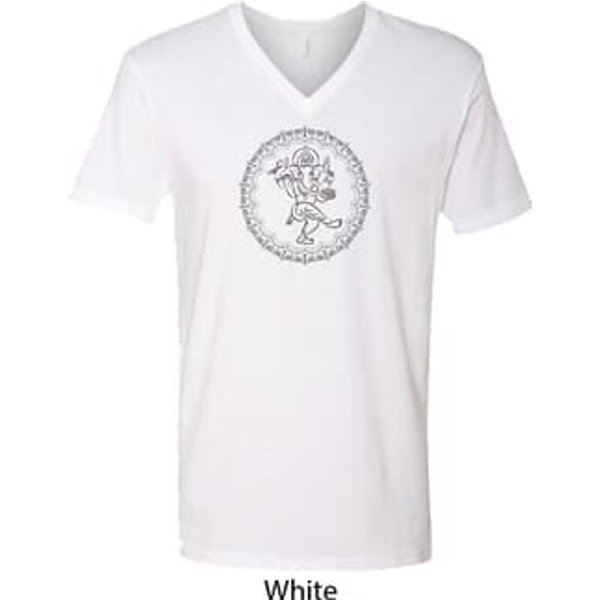 Mens Yoga Circle Ganesha Black Print V-neck Shirt