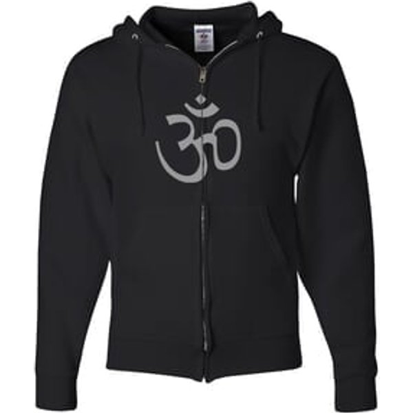 Mens Yoga Hoodie Sweatshirt - Aum Symbol Full Zip Hooded Sweat Shirt