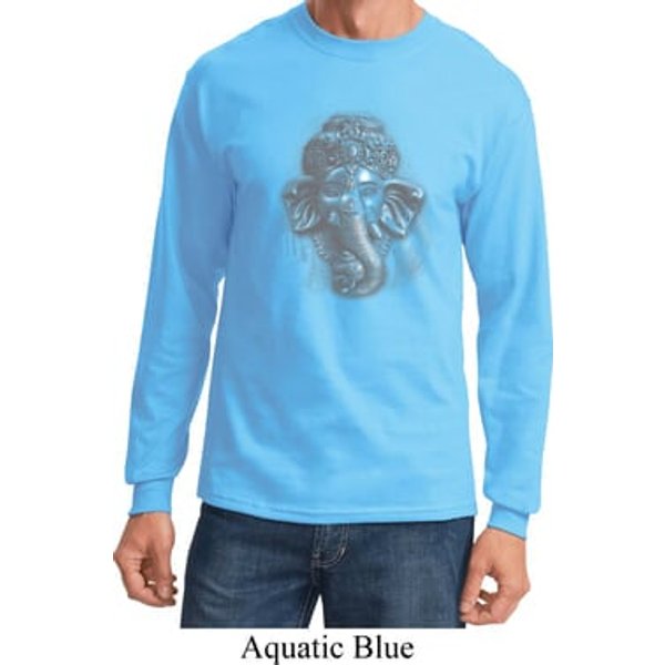 Mens Yoga Shirt 3D Ganesha Lights Long Sleeve Tee T-Shirt