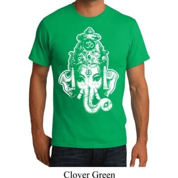 Mens Yoga Shirt BIG Ganesha Head Organic Tee T-Shirt