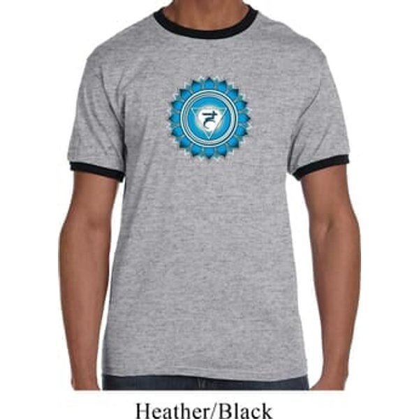 Mens Yoga Shirt Blue Vishuddha Ringer Tee T-Shirt