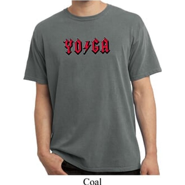 Mens Yoga Shirt Classic Rock Yoga Pigment Dyed Tee T-Shirt
