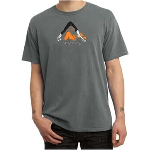 Mens Yoga Shirt Copy Cat Pigment Dyed Tee T-Shirt