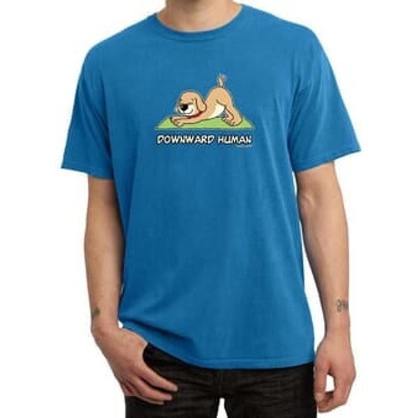 Mens Yoga Shirt Downward Human Pigment Dyed Tee T-Shirt