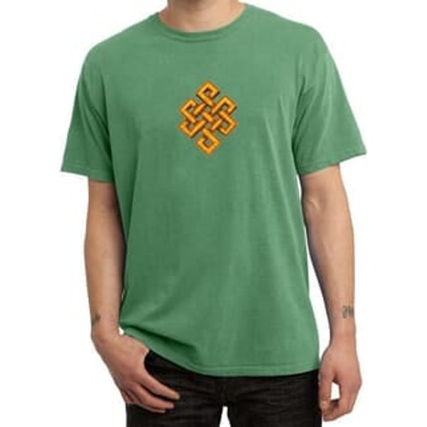 Mens Yoga Shirt Endless Knot Pigment Dyed Tee T-Shirt