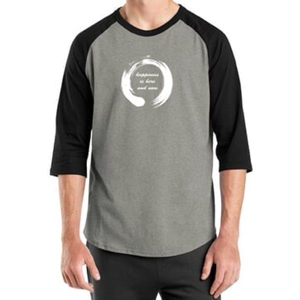 Mens Yoga Shirt Enso Happiness Raglan Tee T-Shirt