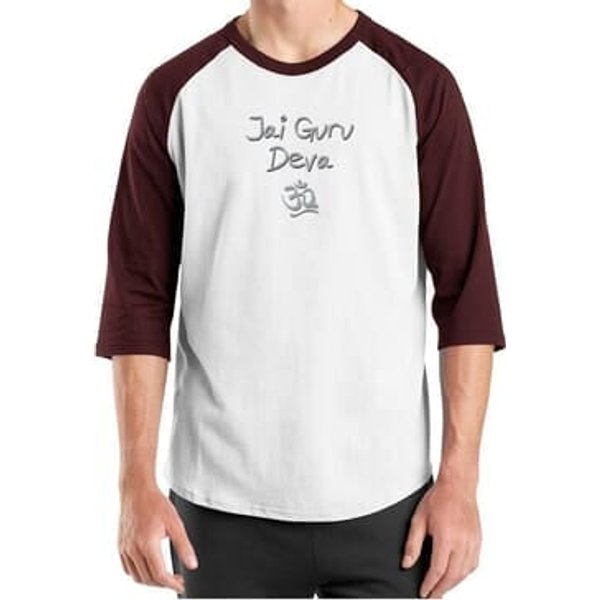 Mens Yoga Shirt Jai Guru Deva Raglan Tee T-Shirt