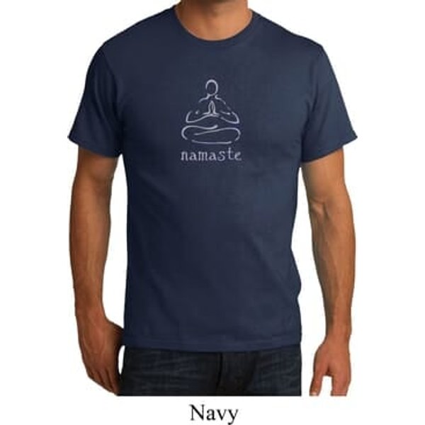 Mens Yoga Shirt Namaste Lotus Pose Organic Tee T-Shirt