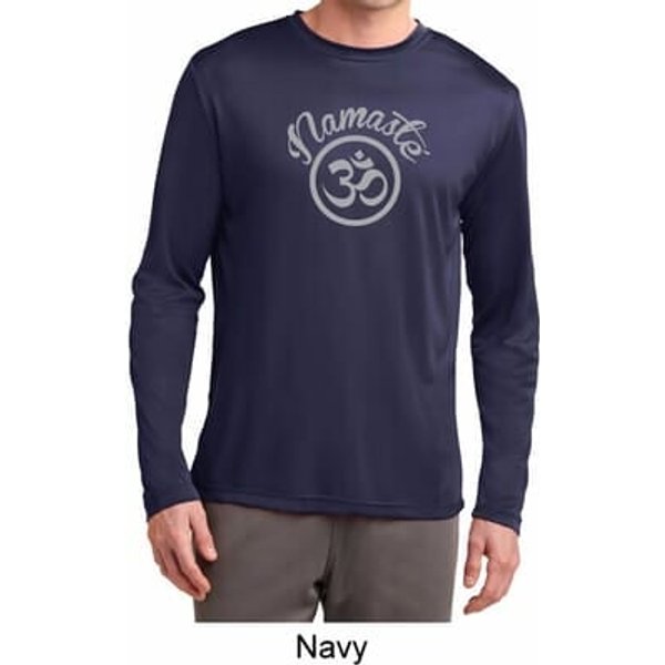 Mens Yoga Shirt Namaste Om Dry Wicking Long Sleeve