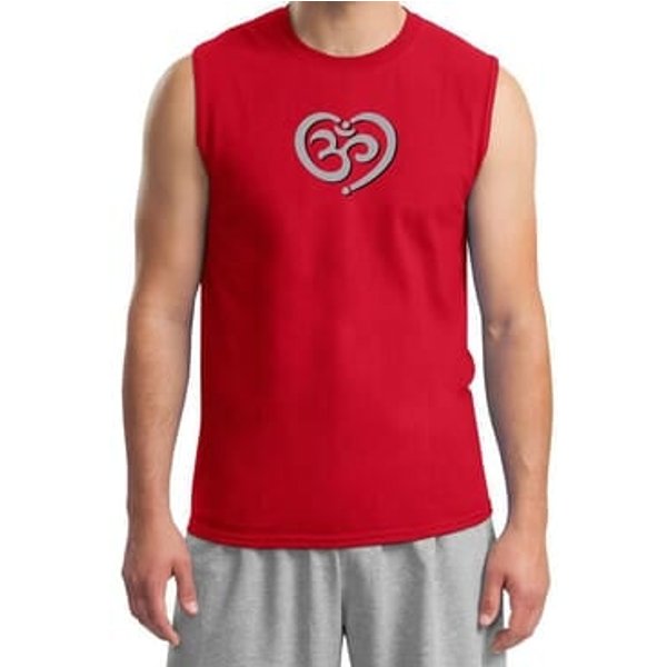 Mens Yoga Shirt OM Heart Muscle Tee T-Shirt